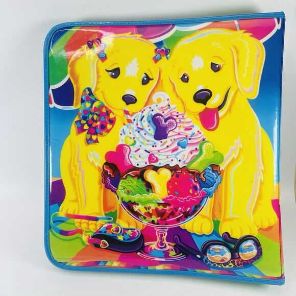 VTG Lisa Frank 3 Ring Zippered Binder Casey & Candy Ice Cream Sundae Lab Puppy - Picture 4 of 16